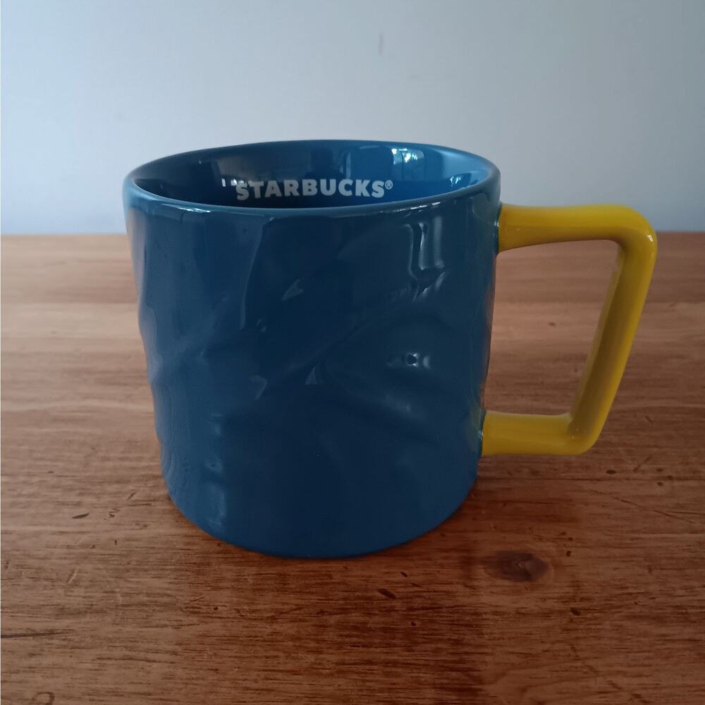Starbucks Coffee Mug w/ Yellow Handle 12 oz Cup